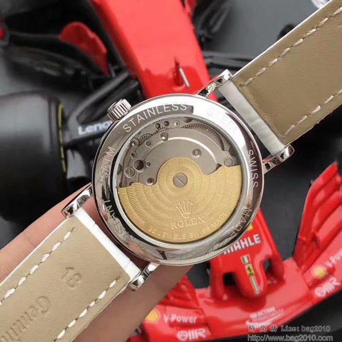 ROLEX勞力士 切利尼女款 全自動機械 藍寶仿刮鏡面 小牛皮錶帶 深度防水 女士腕表  wssb4214
